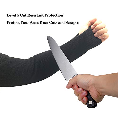 Black Welding Sleeves Kevlar Arm Guards 19 inch Long with Thumb Hole,Safety Arm Sleeve Cut,Heat,Scratch Resistant Sleeves for Mechanic Welding Repairs Work 2 Paris