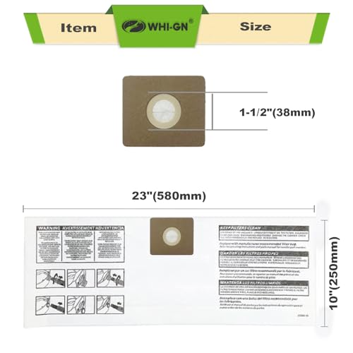 5 Pack Shop Vac 3 Gallon Bags - 90669 All Around Collection Type C Vacuum Bags, part # 9066900 9066933