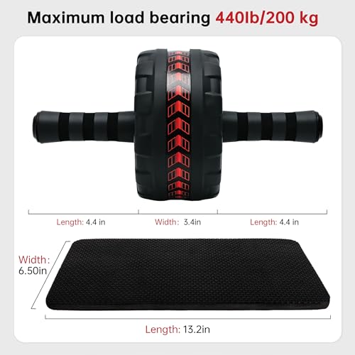 Ab Roller Wheel with Knee Pad - Core Strength Trainer Red