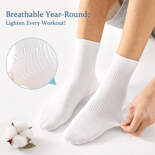 UoUoUosocks 6 Pairs Men Women Athletic Socks Black 9-11
