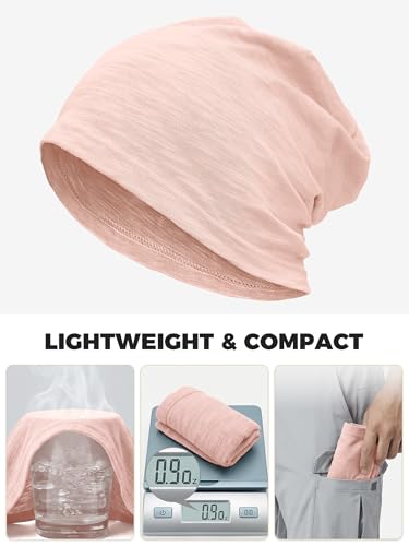 ROYBENS Lightweight Cotton Slouchy Beanie for Men Women - 2 Pack Pink & Purple Medium