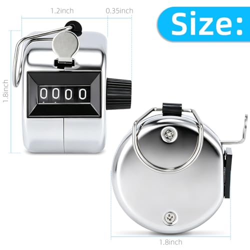 2 Pack Mechanical Hand Tally Counter - 4-Digit Metal Clicker with Lanyard