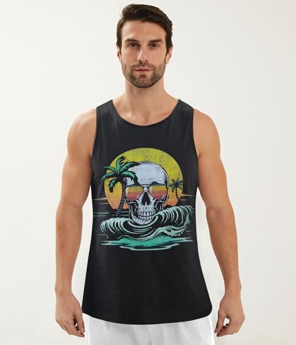 Funny Graphic Sleeveless Muscle Tank Top - XX-Large A2 Skull 02