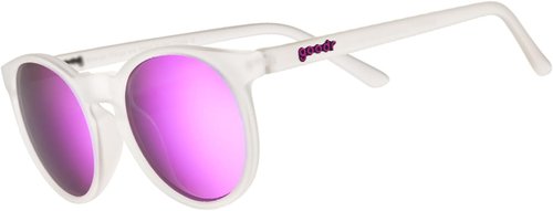 Goodr Polarized Round Sunglasses - Clear Translucent Frame with Purple Mirrored Lenses | Small Size, UV400 Protection