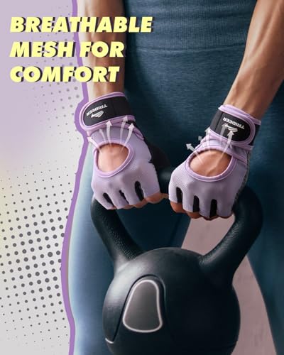 Weight Lifting Gloves with Wrist Support & Silicone Grip - Purple, Medium