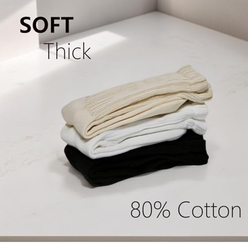 Womens Slouch Socks - Cozy Cotton Crew Boot Socks - 3 Pcs Black