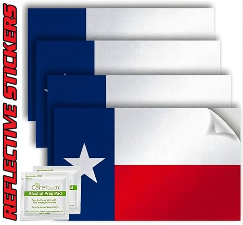Texas Flag Stickers - 4" x 2.5" Vinyl Decals, Pack of 4