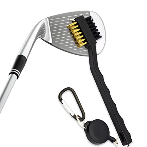 Microfiber Golf Towel & Brush Cleaning Set with Carabiner Clip - Black