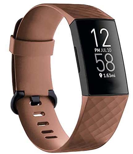 Silicone Replacement Bands for Fitbit Charge 3/4 - Brown, Large