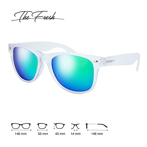 Horn Rimmed Sunglasses with Green Mirror Lens - Gift Box
