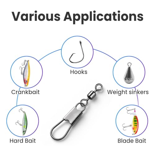 Fishing Snap & Barrel Swivels - 50 Pack, 14# Variation