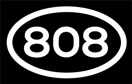 808 Area Code Hawaii Sticker - 5x3 Inch Premium White Vinyl Decal