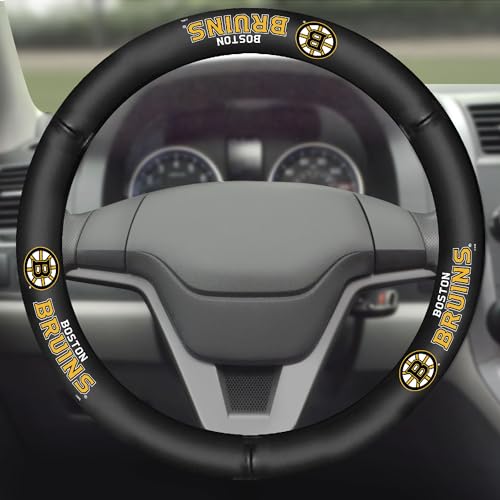 Genuine Leather Steering Wheel Cover - Boston Bruins