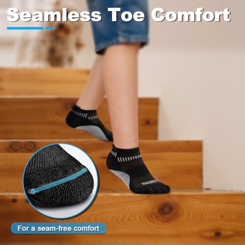 Cushioned Ankle Socks for Boys & Girls - 6 Pairs, Black