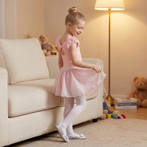 Girls Ballet Leotard with Detachable Skirt & Hairband - Light Pink, 6-7 Years