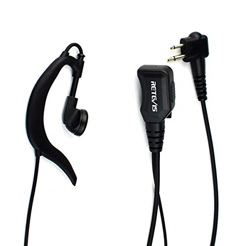 Retevis Walkie Talkie Earpiece with Mic - G-Type 2-Pin Volume Adjustable for Motorola Radios