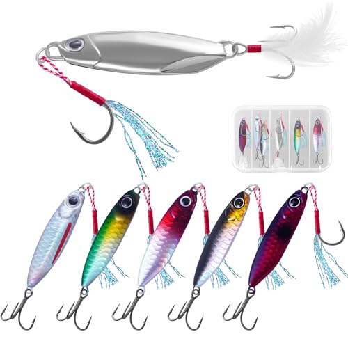 6Pcs Saltwater Fishing Lures with Box, Ocean Salt Water Spoon