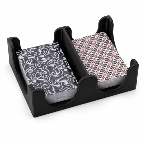Canasta Playing Card Tray - 4 Deck Organizer - Black
