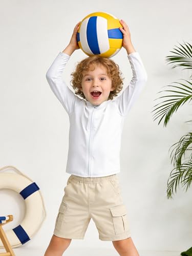 Baby Toddler Boys Long Sleeve Rash Guard Swim Shirt - White / 2T