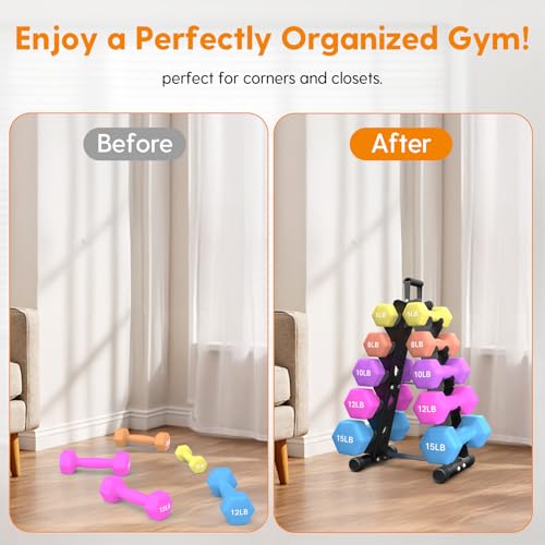 5-Tier Dumbbell Rack Stand - A-Frame Design, Black