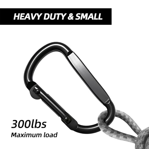 Heavy Duty Carabiner Clips - 2.44 Inch, 6 Pack, Black