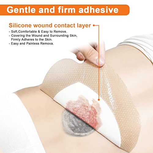 Carbou 9x9 Inch Silicone Sacrum Foam Dressing Pack of 5 for Wound Care