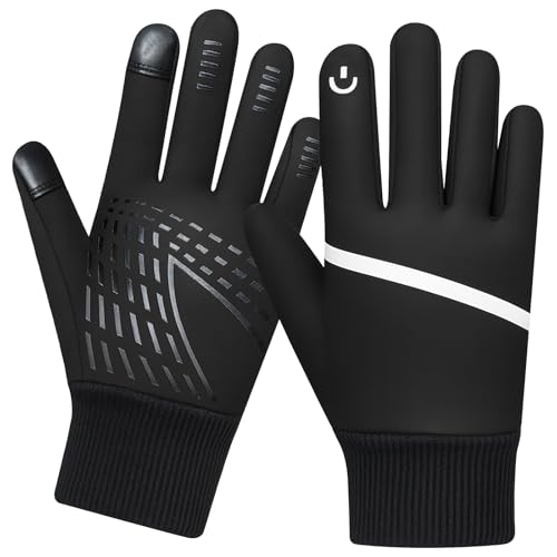 Kids Winter Thermal Gloves - Touch Screen, Anti-Slip, Black - Large