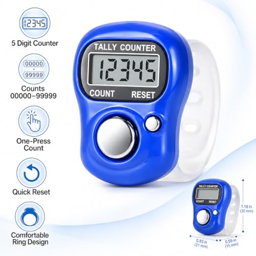 5-Digit LED Digital Handheld Tally Counter - White