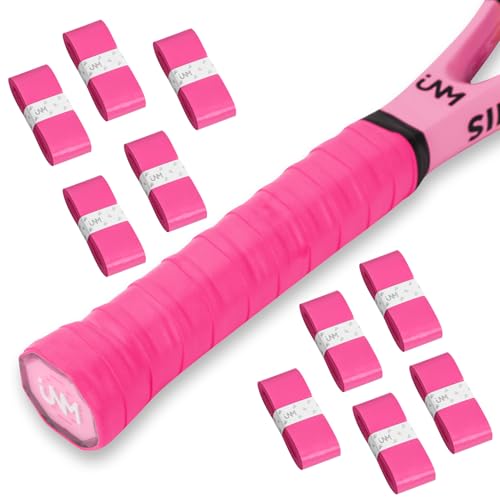 Fluorescent Pink Tennis Racket Grip Tape - 10 Pack Anti-Slip Overgrip