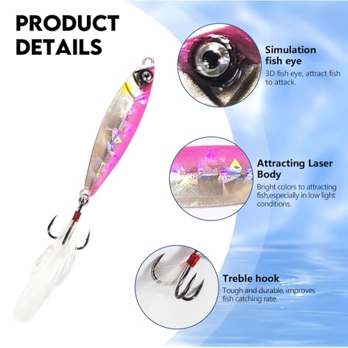 Micro Shore Jigging Lure Set - 6PCS 1/4oz Metal Fishing Jigs