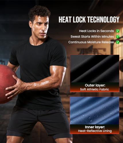Men's Sauna Shirt Waist Trainer Vest - Large, Black