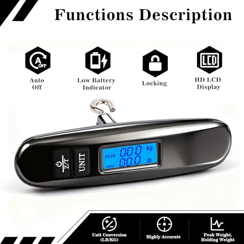 AHOSOUTLY Black 110LB/50KG Digital Bow Scale Recurve & Compound Archery Tuning Scale