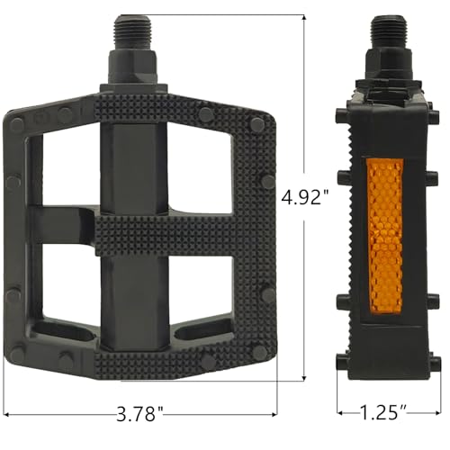 Non-Slip Bike Pedals with Reflectors - Large/Wide