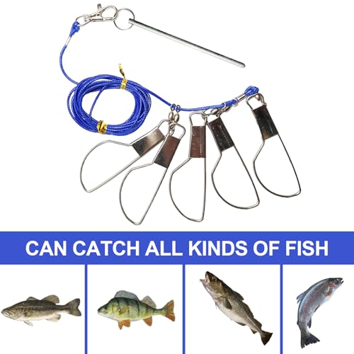 Heavy Duty 16ft Fish Stringer Set with Rotating Locks & Ground Anchor for Saltwater & Freshwater Fishing