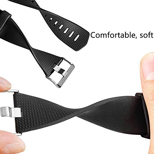 Silicone Adjustable Replacement Bands for Fitbit Charge 2 - Black Large