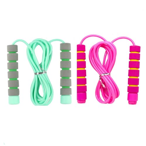 Adjustable Jump Rope with Foam Handles - Pink & Green