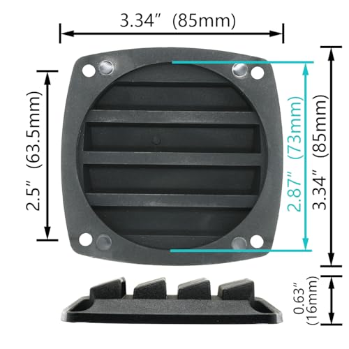Nylon Louvered Flush Vent for Marine Boats - Black