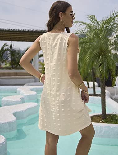 Summer Beach Dress for Women - V Neck Tank Cover Up with Pocket - Medium Light Khaki