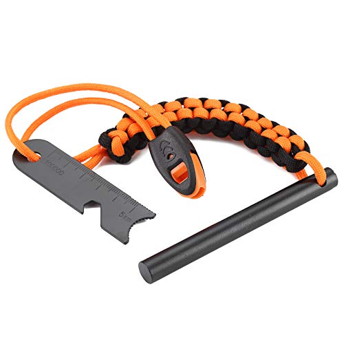 4-Inch Ferro Rod Fire Starter with Paracord Lanyard and Whistle