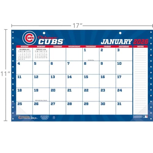 2026 Chicago Cubs Small Desk Pad Calendar - 17" x 11"