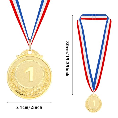 Gold Award Medals Set - 6 Pcs with Ribbons for Sports Events