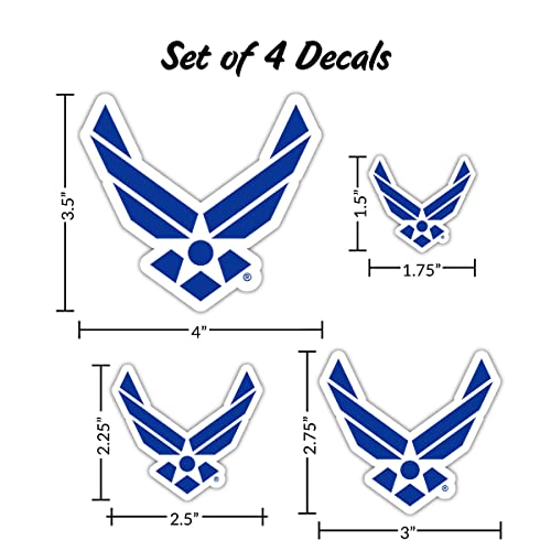 US Air Force Decals - 4-Piece Military Sticker Set for Cars, Phones & More