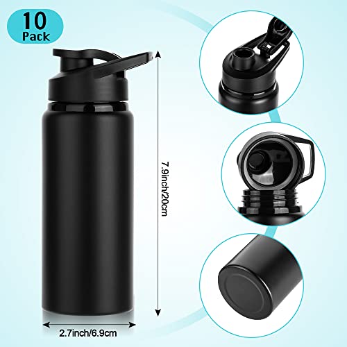 20 Oz Black Aluminum Water Bottles, 10 Pack with Snap Lids – Leak Proof, Reusable Sports Bottle