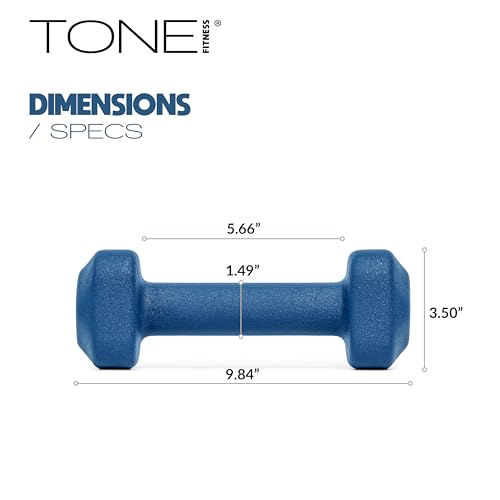 Beige 10 lb Neoprene Dumbbell Pairs with Anti-Roll Square Head - Tone Fitness