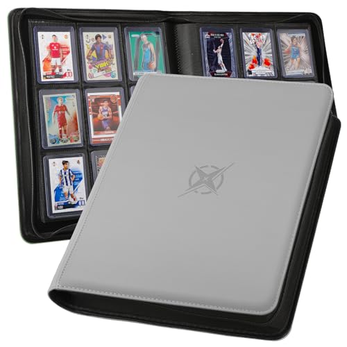 Grey Top Loader Card Binder 9-Pocket Album Holds 288 Cards - Secure Storage