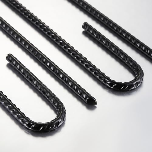 Wensilon 50 Pack Heavy-Duty 12-Inch Rebar U Hooks Ground Anchors 1/4"