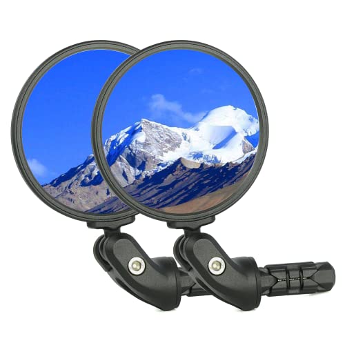 Bike Mirrors - HD Glass Convex Lens Rearview Mirror 3" for Flat or Drop Bar Bike, 2PCS