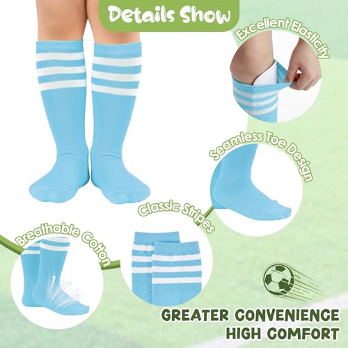 Kids Knee High Soccer Socks - 2 Pairs, Light Blue, 3-6 Years