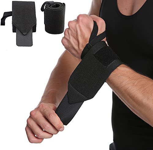 Wrist Wraps for Weightlifting - 2 Pack Adjustable Support - Black
