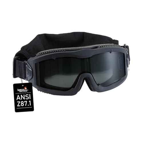 Lancer Tactical AERO 3mm Thick Lens Eye Protection Safety Goggle ANSI Z87 1 Rated Industry Standard w/Anti-Scratch Shield